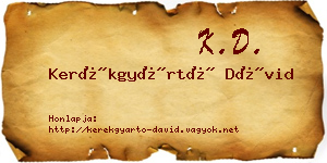 Kerékgyártó Dávid névjegykártya